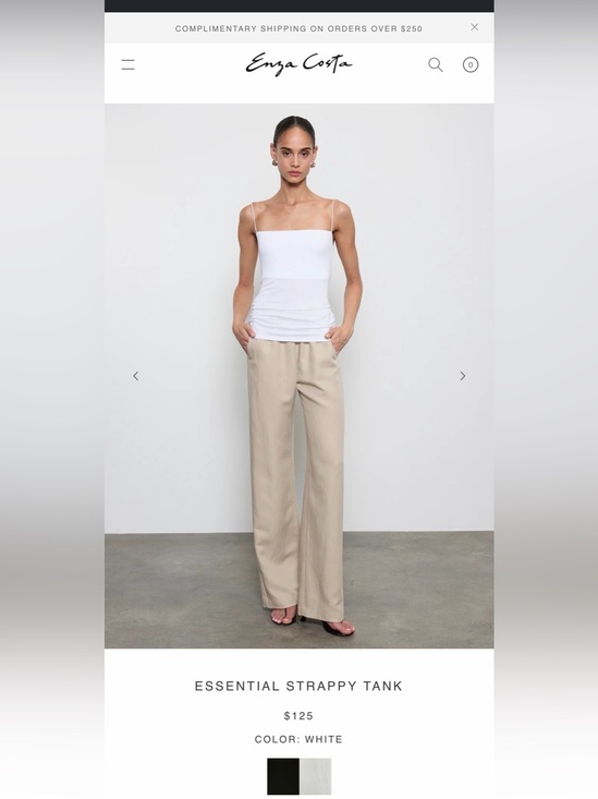 Enza Costa Pants - Enza Costa essential strappy tank in white